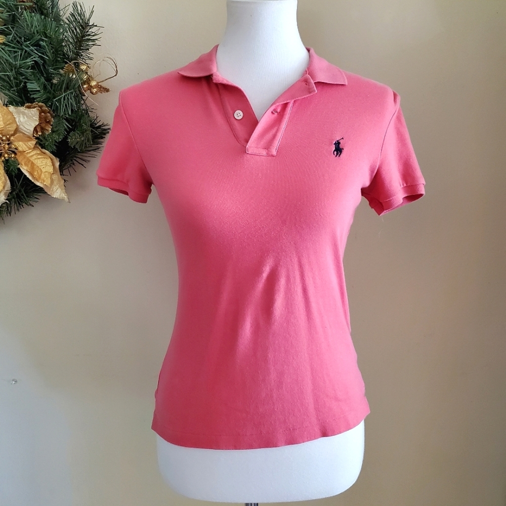 Ralph Lauren Sport - Women's Pink Polo Shirt - Sport - Slim Fit Small